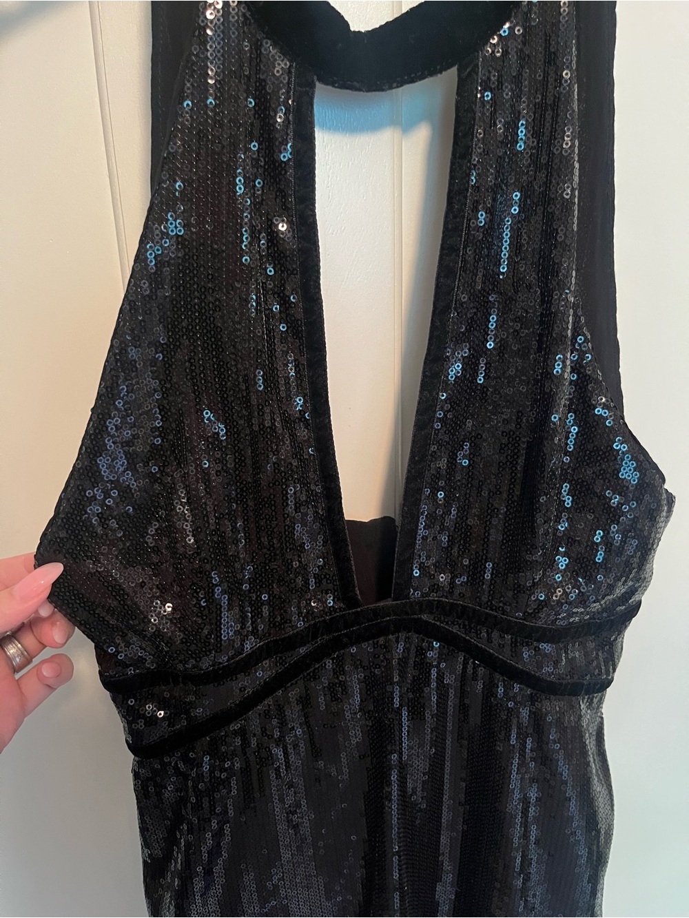 Free people black sequin open back halter dress - Picture 3 of 3